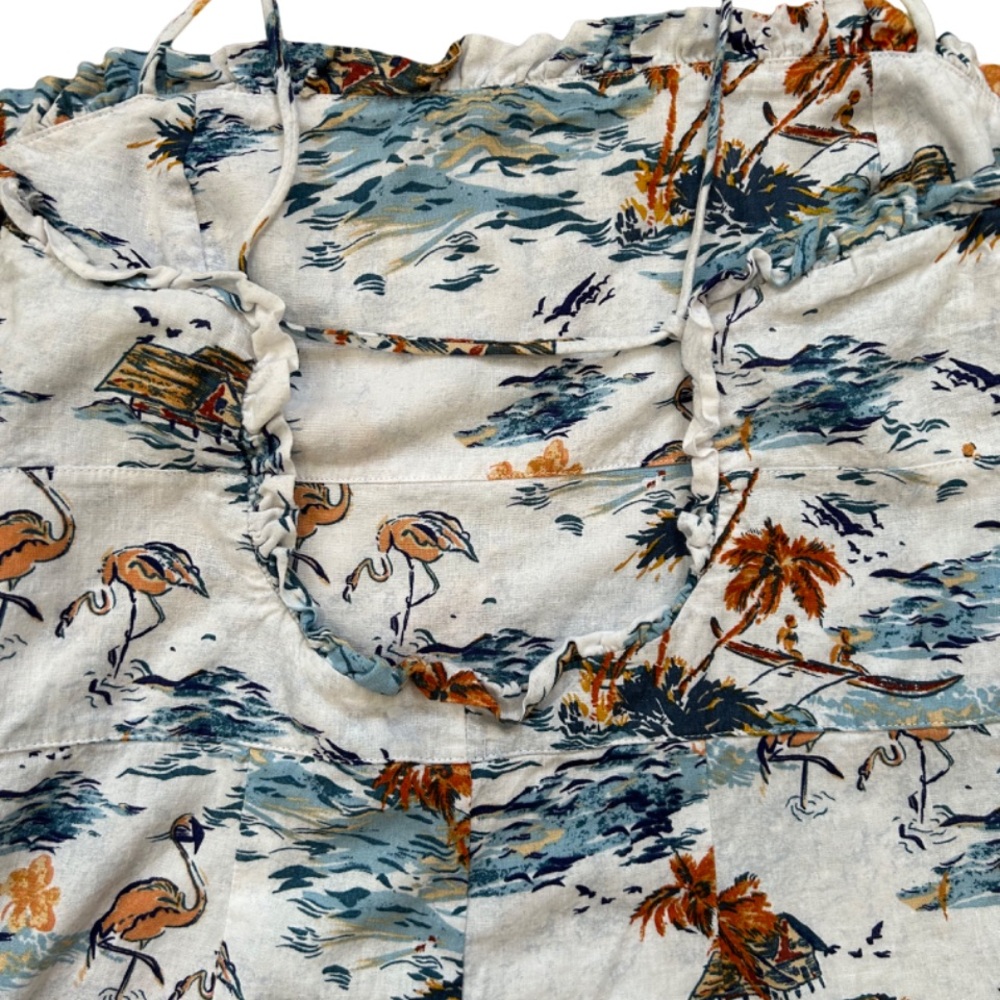 Free People White Tropical Print Slip Dress with Blue and Brown Accents - Picture 8 of 14